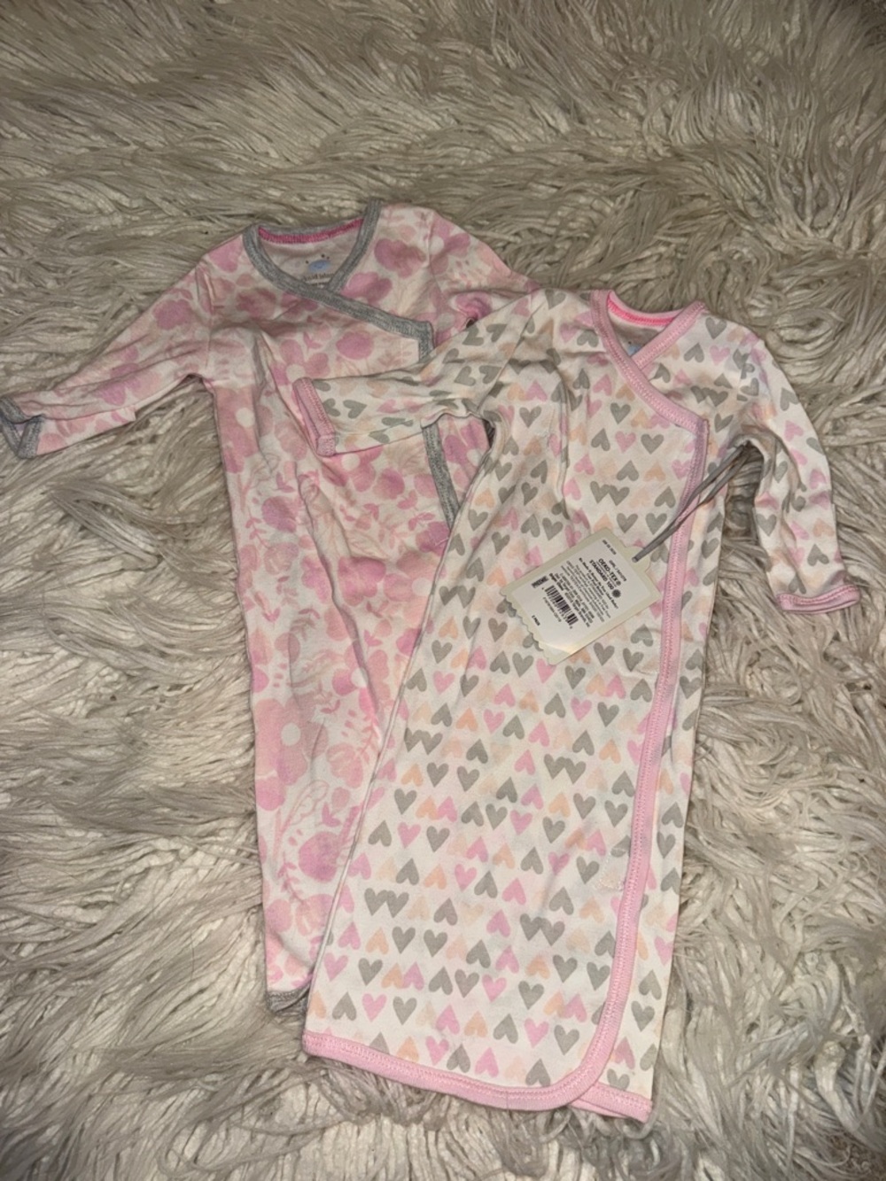 cloud island Pink & Gray Heart and Floral Sleep Sacks